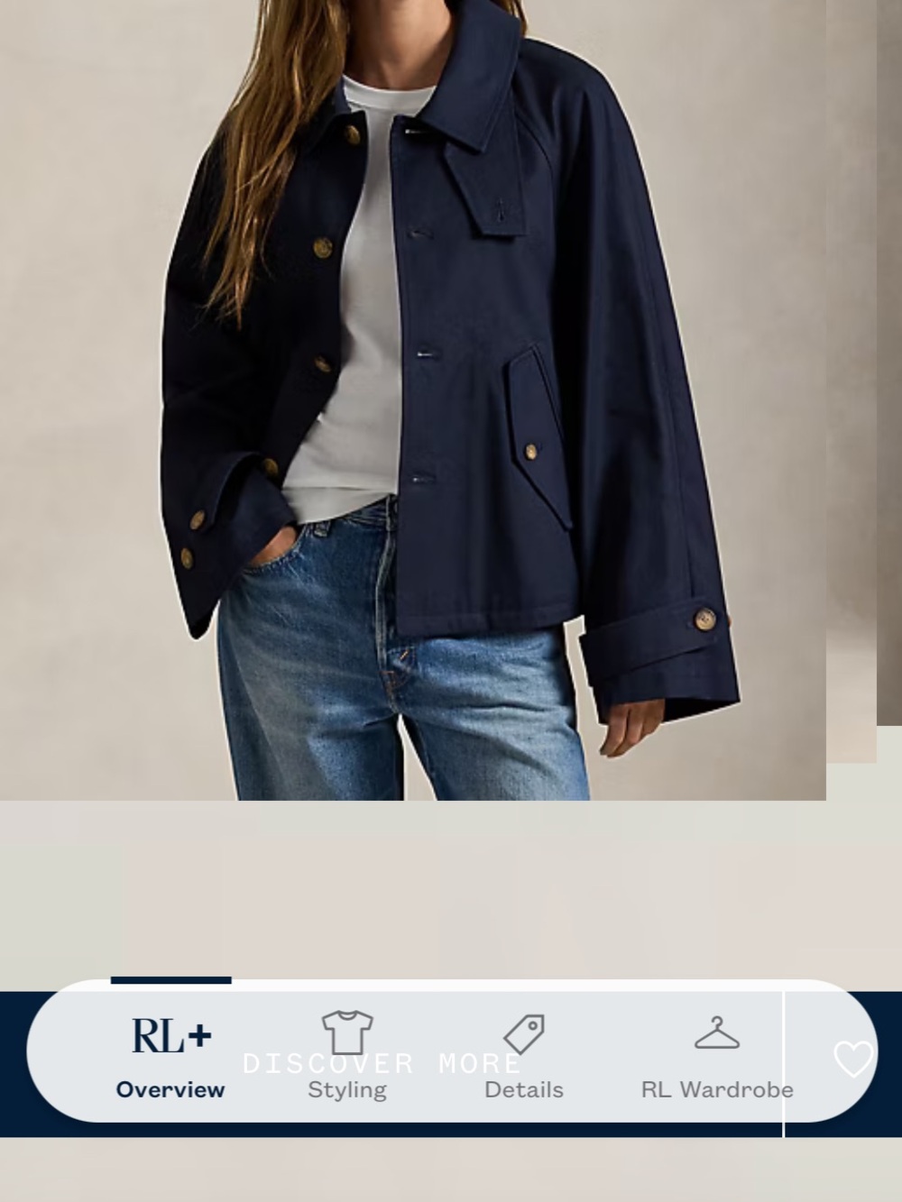 NEW POLO RALPH LAUREN SZ XL Navy Blue Cotton Twill Jacket Short Trench - Picture 11 of 11